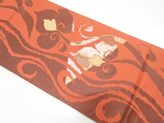 アンティーク　花更紗模様織り出し袋帯（着用可）